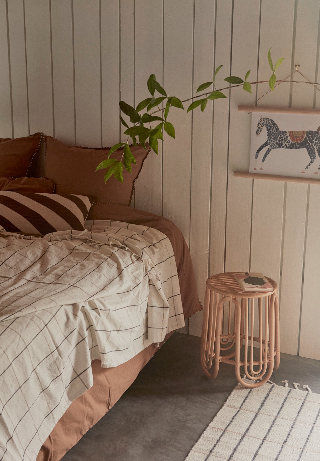 Bed Cover - Grid - Offwhite / Anthracite