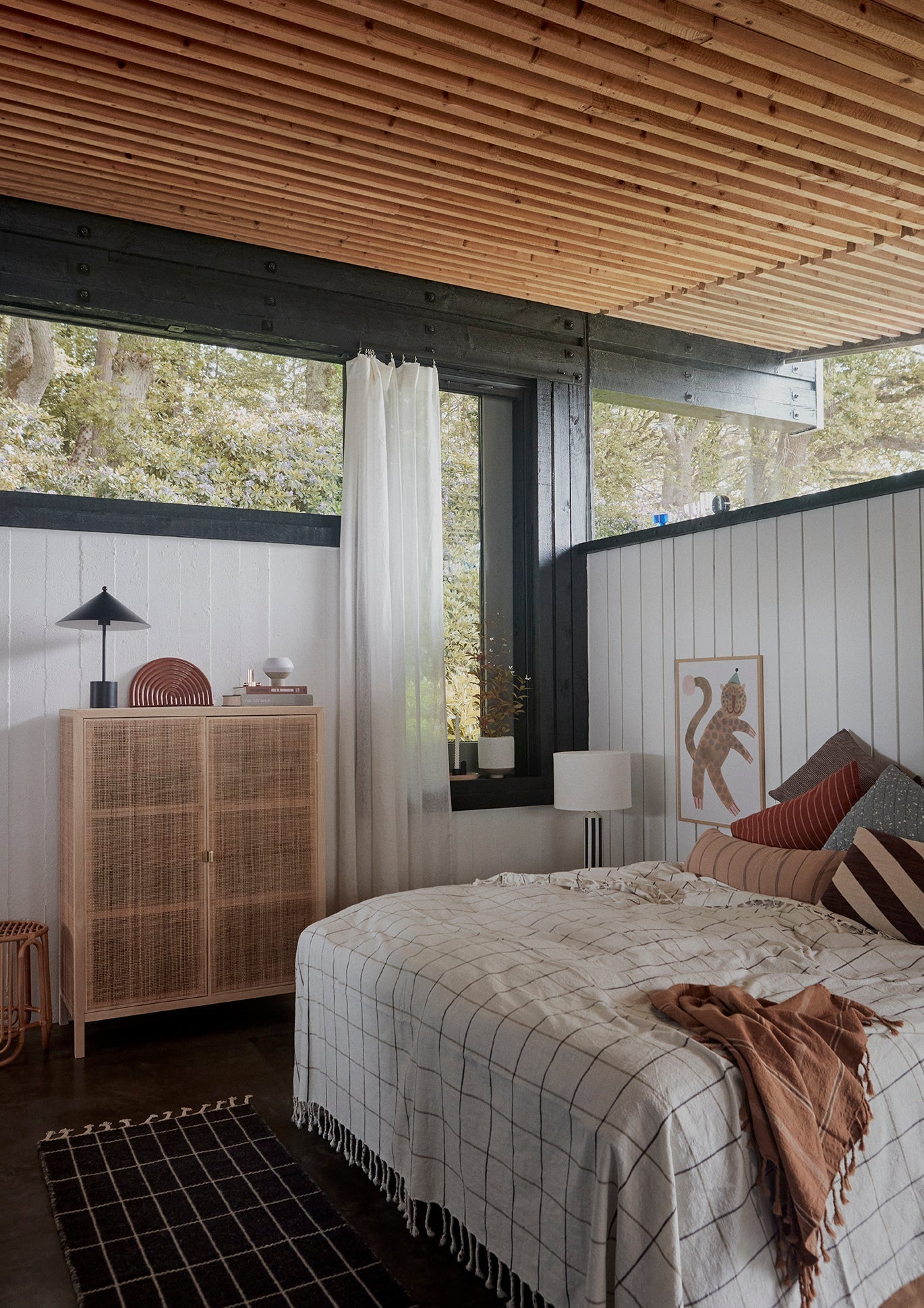 Bed Cover - Grid - Offwhite / Anthracite