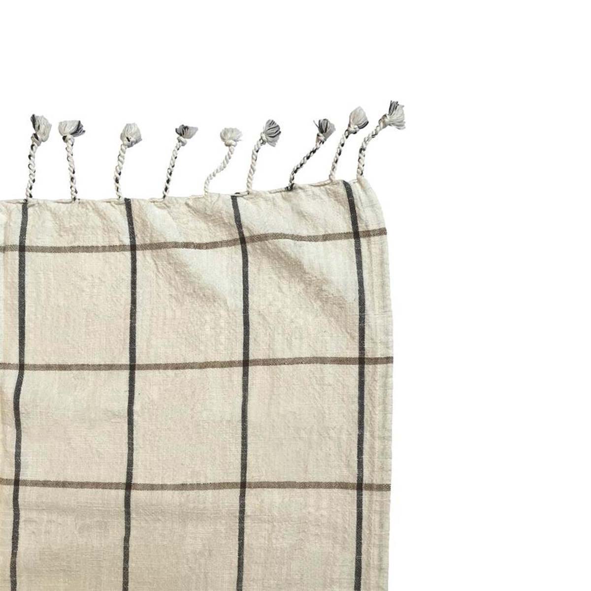 Bed Cover - Grid - Offwhite / Anthracite