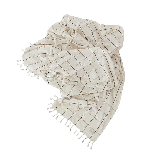 Bed Cover - Grid - Offwhite / Anthracite